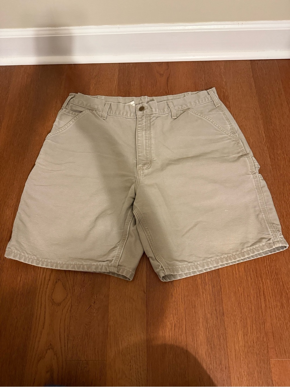 Carhartt B25 DES Canvas Carpenter Work Shorts Tan Khaki Men Size 36